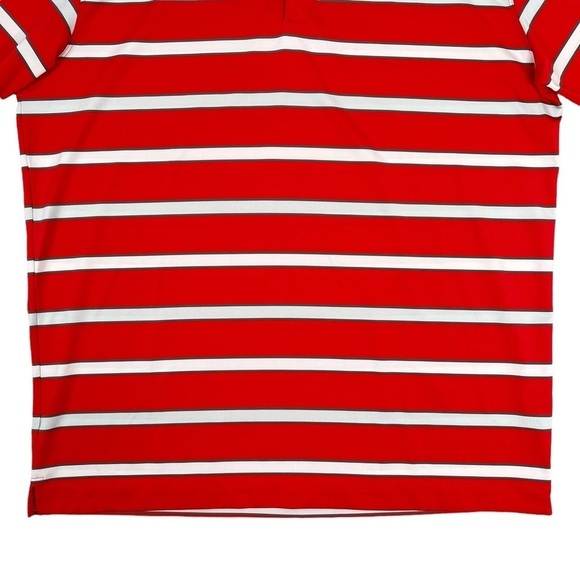 Nike Golf Polo Mens Large Stripe Print Performance Stretch Shirt Red - Picture 6 of 15